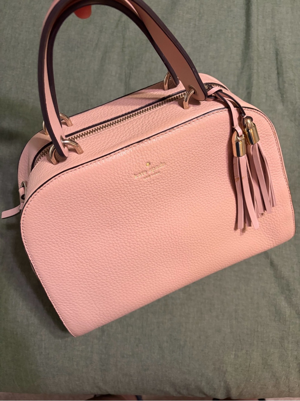kate spade Pink Pebbled Leather Satchel with Tassels